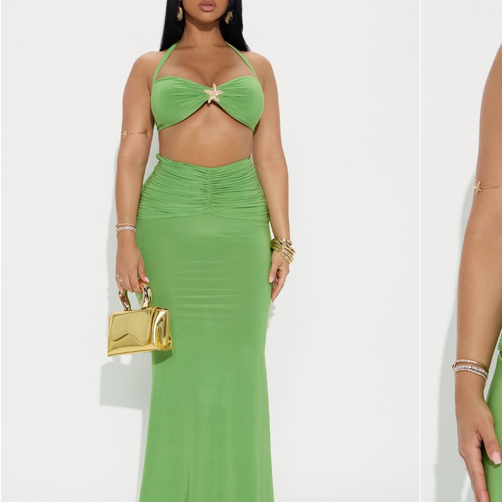 Green Halter Maxi set